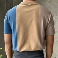 Modni muški ljetni tanak fit udoban prugasta pletena košulja Khaki XL