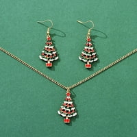 Keusn 1set božićne ogrlice i minđuše postavljene božićni odmor nakit snježne pahuljice snjegović santa