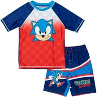 Sonic Ježa Little Boys pulover Rash Guard i kupaći trupci Outfit postavio je malo dijete do velikog