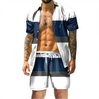 Muškarci Outfits Kratki rukav Modni majica Leisure Hawaii Seaside hlače Shorts Striped Ispirana plaža