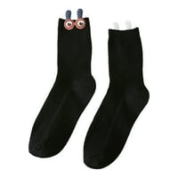 Ženske čarape Proljeće jesen stil dvostruko igle vertikalne pruge 3D smiješne velike oči Srednje čarape