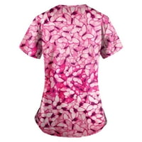 Ženski vrhovi ženski V-izrez kratki rukav cvjetni dame bluze casual majice za žene ružičasta 4xl