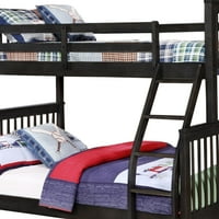Twin preko punog drvenog kreveta od kaljenog kreveta sa prosidnim detaljima, ugljen sivo - Saltoro Sherpi
