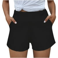 OKBOP Atletski kratke hlače za žene Ljetni saloni Hlače Workout Solid Hotsores Hratke hlače sa džepom Tummy Controls Storme crni s