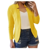Zuwimk Blazer Jackets za žene, ženska rever navratnik gumb labavi bluže jakne žute, xxl
