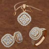 Naušnice za žene Božićne prodaje Dame Fashion Diamond Ring Ogrlice Minđuše trodijelni set na klirensu