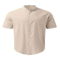 Sanviglor Men Bluze Button Up Ljetne košulje kratki rukav Ležerne prilike za odmor Majica Khaki M