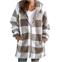 Ženski modni zimski kaput sa dugim rukavima Zip up Fau Shearling Shaggy Shaggy Shaggy Jakna Fuzzy Fleece