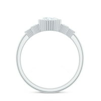 Ovalni pasijans Moissite zaručnički prsten sa bočnim kamenjem, srebrnom srebrnom, SAD 10,50