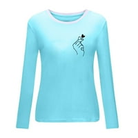 Olyvenn ponude tuničke majice za žene dugih rukava Dame Modni bluza Uporedite srce Print Slim Fit Comfy