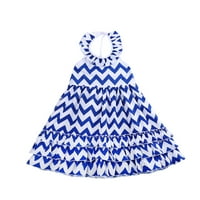 Licupiee Fashion Kids Girls Maxi dugačka haljina Boho Stripe ljetna plaža