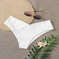 Pxiakgy Swim kratke hlače Žene Žene V rezano visokog struka Donjosni hipster Visoko rezani bikini kupaći kostim Dno bijeli + XL