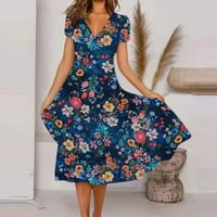 Ženska haljina za zabavu cvjetna V-izrez Udobna baljna haljina vjenčanica Maxi duga haljina