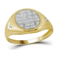 10KT Žuta zlatna mens okrugla prong-set dijamantski ovalni klaster prsten CTTW