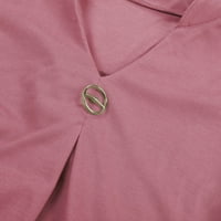Ljetni vrhovi za žene Tri četvrtine rukava Solid boja V izrez kopča Naslijeđena pulover majica Ženske
