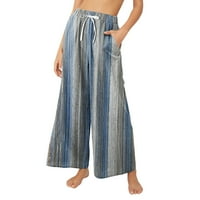 Umitay ženske retro pamučne posteljine nacrtane pantalone casual pantalone