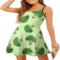 Ženska haljina za žene zelene brokolije mini sandress seksi otisnuta casual