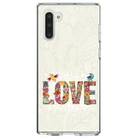 Razlikovanje Clear Shootfofofofofof-hibridni slučaj za Samsung Galaxy Note - TPU branik, akrilni leđa, zaštitni ekran od kaljenog stakla - proljetna kolekcija - cvjetne ljubavne ptice