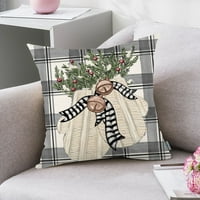 Manwang božićni jastuk za božićni jastuk sa skrivenim patentnim zatvaračem 45x kvadratna jastučna futrola sa crtanim snjegovinskim jelenim snowflake stablom za sofu