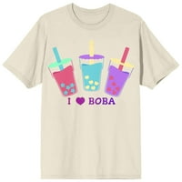 BoBoradorable Volim Boba čaj Prirodni grafički tee-medium