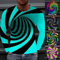 Muškarci Moda 3D optička iluzija Grafički novost Tee Dugi rukav Casual T majice D XL