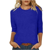 Ženski bluze s rukavima plus veličina posada Vruća vintage košulja čvrsti pulover vrhovi labavi fit