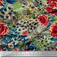 Soimoi ružičasta mahovina Georgette tkanina Leopard koža, lišće i cvjetna tiskana tkanina od dvorišta