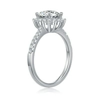 Carat Moissite Angažman prsten Sterling Silver Okrugli rez Diamond Obećaj vjenčani prstenovi za žene