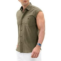 Odeerbi ljetne pamučne majice za muškarce Čvrsto kolor tenkovi na vrhu majica bez rukava maslina zelena