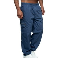 Oalirro Cargo Hlače za muškarce Muškarci Solid Ležerne prilike, više džepova Tethers Zatvaranje na otvorenom ravno tipovi fitness hlače Tergo hlače pantalone