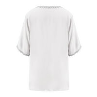 TUPHREGYOW ženska odjeća za klirensanje zasebne sunčeve majice otvorena prednja slobodno vrijeme New Style Solid prozračne trendi pamučne čipke Side Cardigans bijeli xxl