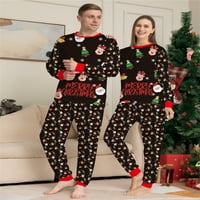 Postavite odgovarajuće porodice Božić Pijamas Set Christmas PJ's Santa Print Top i plaćene hlače za
