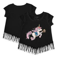 Djevojke Toddler Tiny TurnIp Black Miami Marlins Unicorn Fringe Majica