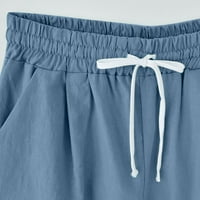 Posteljine kratke hlače za žene, Bermuda šorc za žene plus veličine pamučne posteljine bermuda šorc