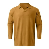 Žute košulje za muškarce muške ležerne jesenske prugaste tkanine majica V izrez isključite majicu s