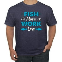 Divlji bobby, riba više posla manje pro ribolovci, ribolov, muškarci grafički tee, vintage heather mornarice, xx-velik