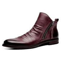 Muški udobni čizme za gležnjeve Radni uredski bočni zip čizme cipele vino crveno 11