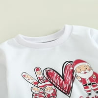 Bagilaanoe Toddler Baby Girgin Božićne odjeće Santa Pismo Ispis Pulover dugih rukava + plamene pantalone 2t 3T 4T 5T Dječji pad dugačke hlače