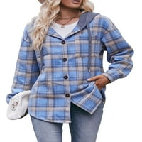 Yilvust ženski dugi rukav niz jakne karirane plairane Flannel majice vrhovi rever v bluze za prevelike