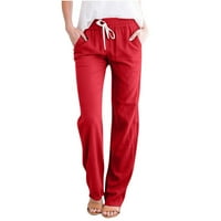 Ženske hlače elastične struke sa džepom ljetne modne duge hlače za vježbanje u boji za dame široke hlače
