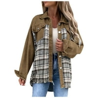 Loopsun Žene Ljetna ušteda Odjeća za zimske kapute, modni ženski povremeni džepovi ispisani dugim rukavima