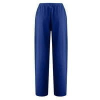 Ljetne kapri hlače za žene, žensko pamučno posteljino dugme obrezane hlače gležnjače pantalone u boji s džepovima