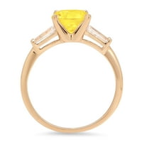 2. CT sjajan okrugli rez simulirani žuti dijamant 14k žuto zlato Trobotan prsten s 0