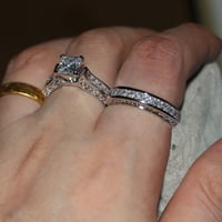 Prstenovi za žene 2-in - Ženski vintage bijeli dijamantski srebrni angažman vjenčani prsten za prsten druge prstenove