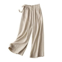 Ylioge High Squiste dnevne pantalone za žene posteljina trendi opruga pune duljine pantalone džepove pune boje labave fit široke noge pantalone pantalone