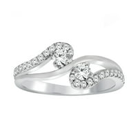 0. Carat Diamond Angagement Delikatni prsten u 10K čvrstih ruža, bijelog i žutog zlata