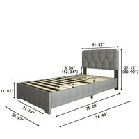 Tapacirana platforma krevet sa skladištem, posteljina u tapeciranom tapeciranim okvirom sa gumbom sa