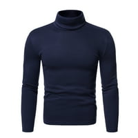 Muški vrhovi - Slim toplog pulover s dugim rukavima s dugim rukavima, za proljeće jesen mornaricu L