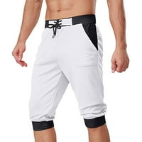 Eguiwyn muns dukseta u boji blokade kratke hlače Elastične srednje struka Sportske kratke hlače sa džepovima Teretne hlače za muškarce bijeli 2xl