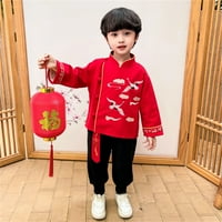 Modna casual dječja odjeća Set Toddler Kids Boy Girl Proljetni festival Pamuk jesen Duks obložen vrhovima Hlače odjeća kineski kalendar Novogodišnji zimski toplišta
